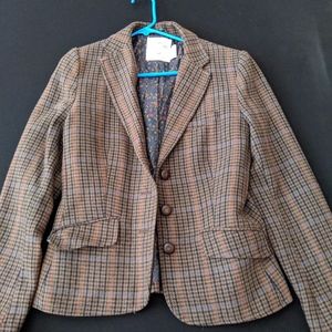 H&M L.O.G.G. Plaid Blazer with Elbow Patches
